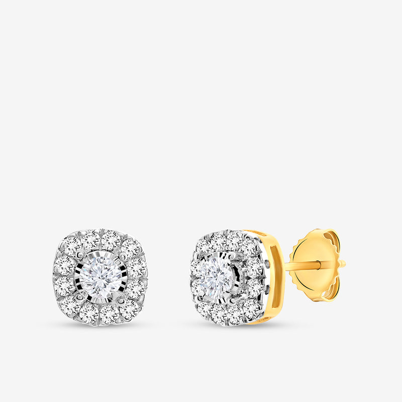 Shimmer Halo Diamond Stud Earrings