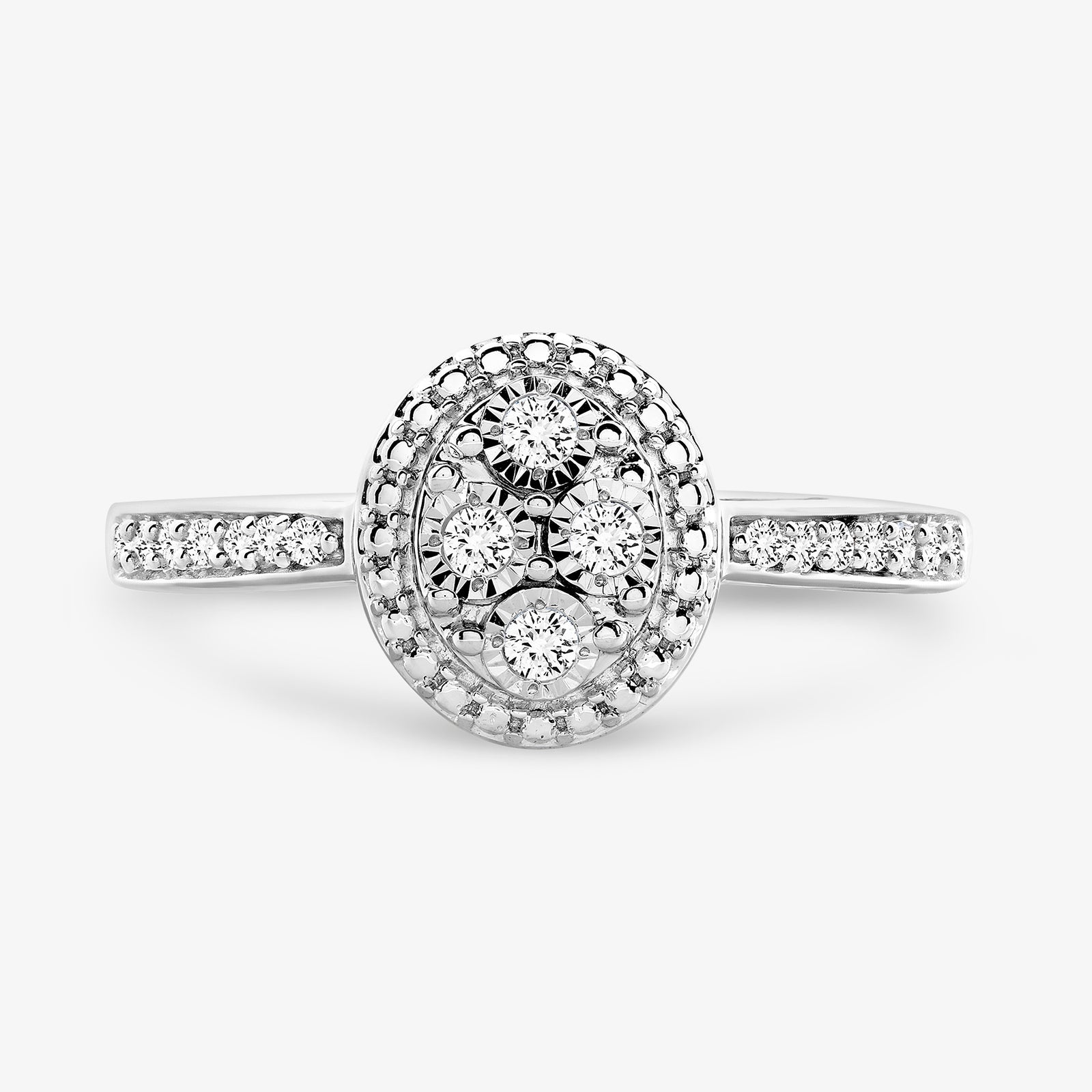 GRACE Cluster Ring in Sterlingsilber, runder Stein-Cluster mit Pavé an den Seiten