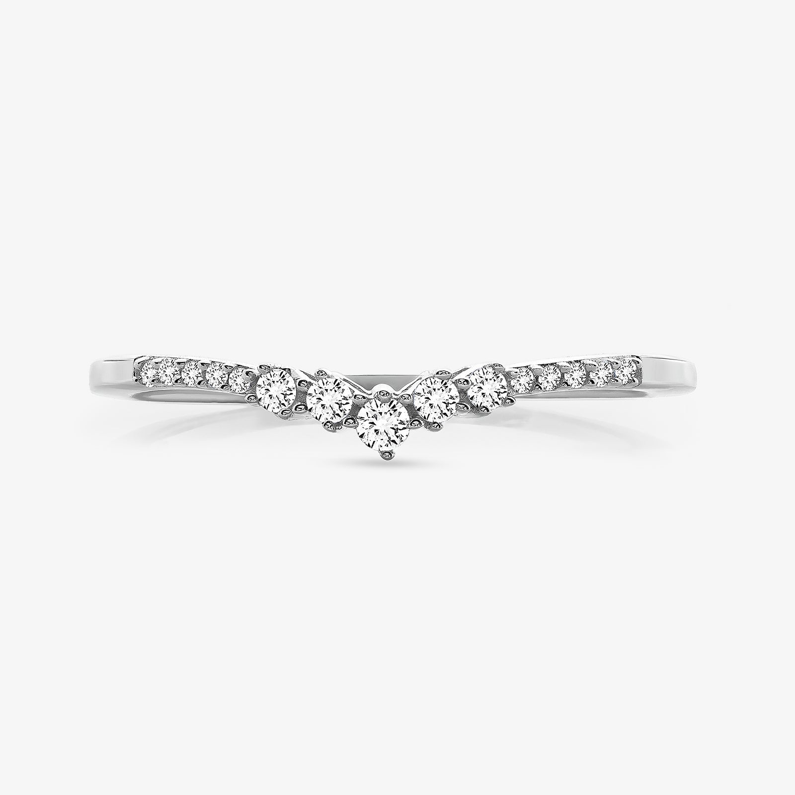 GRACE Arc V-Band Ring mit funkelnden Steinen, Silber 925