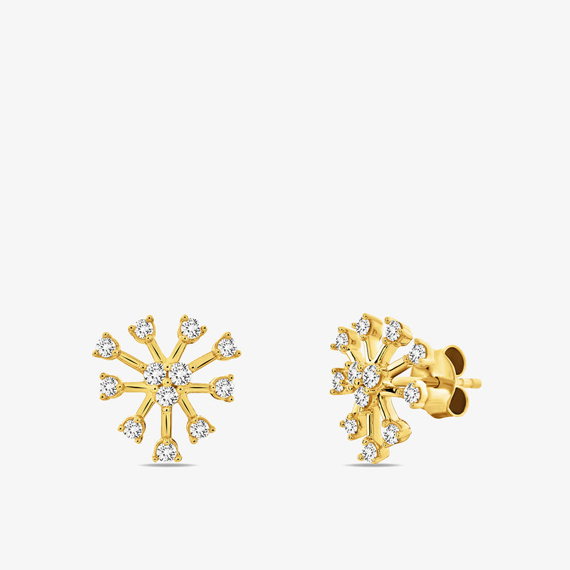 Keemti Jewels SNOWFALL Stud Earrings: snowflake-shaped studs with sparkling stones on each branch.