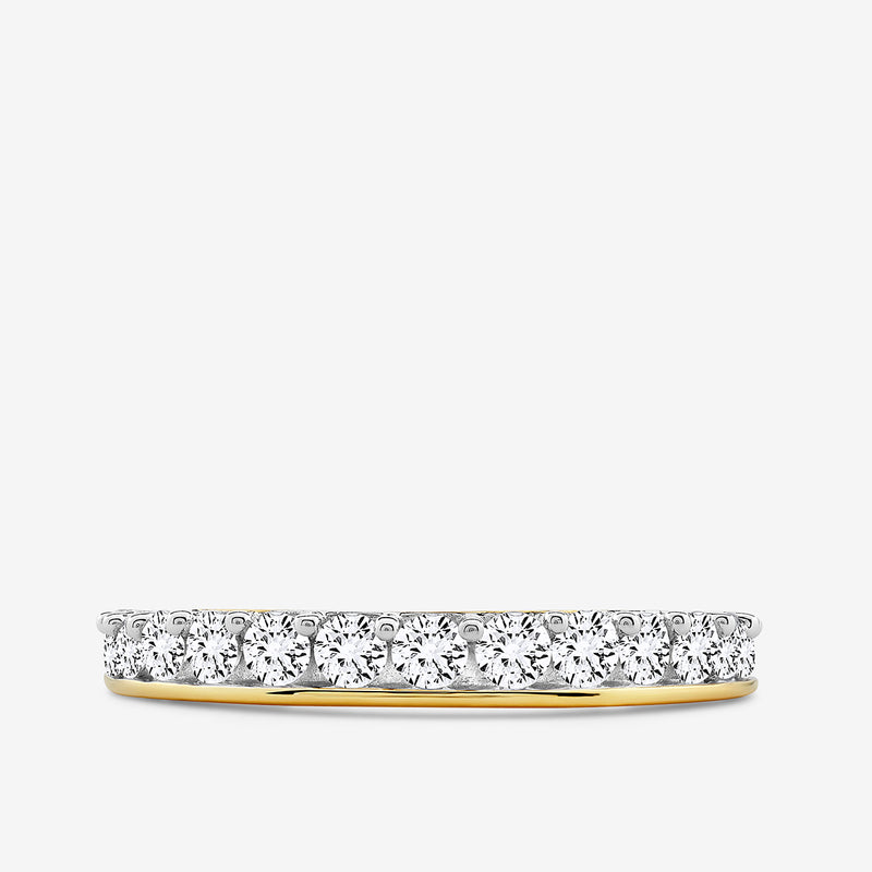Half Eternity ring with round stones, silver 925 vermeil band