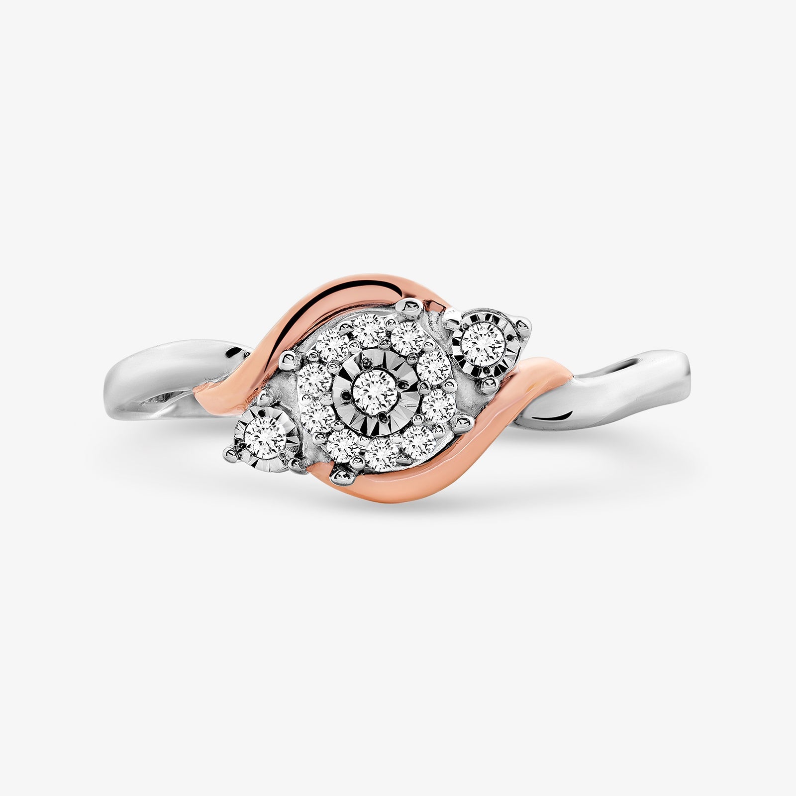 Two-Tone Accent Ring in silberfarben mit roségoldfarbenem Einsatz, mit funkelnden Steinen