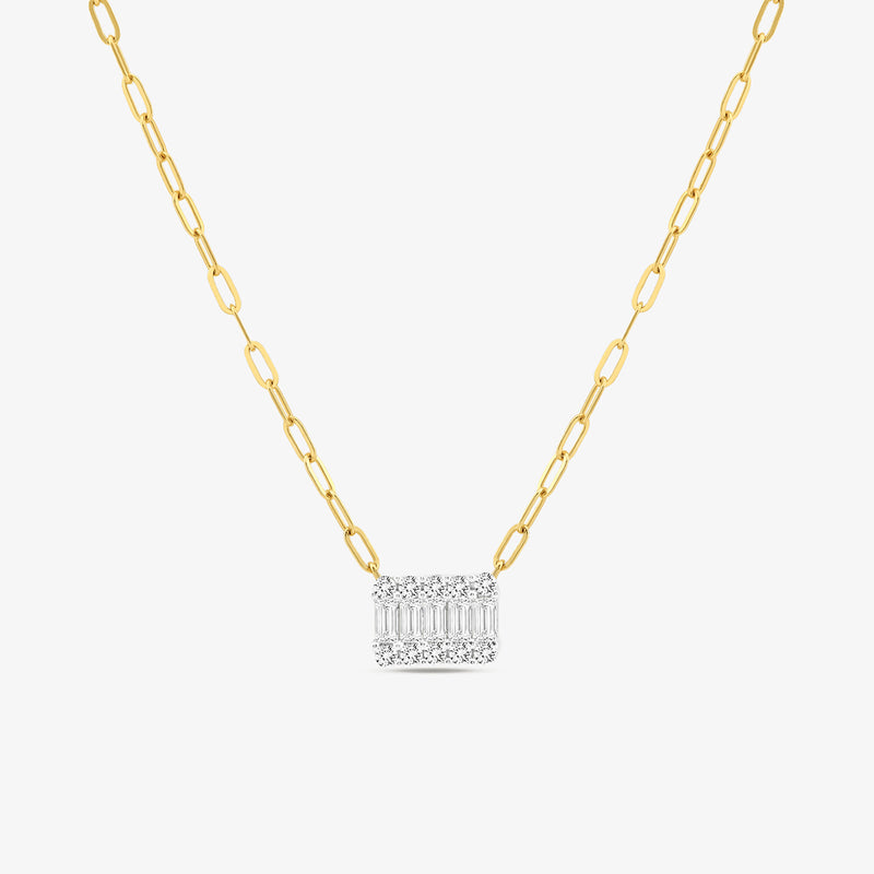 Minimal Rectangle Charm Diamond Necklet
