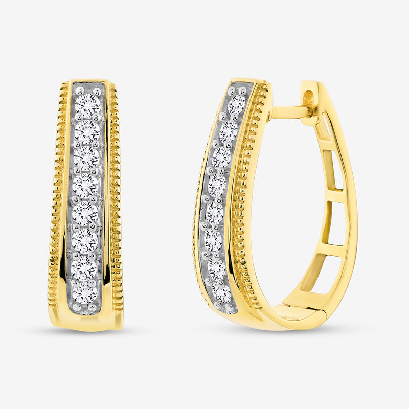 Classic Linear Diamond Hoop Earrings