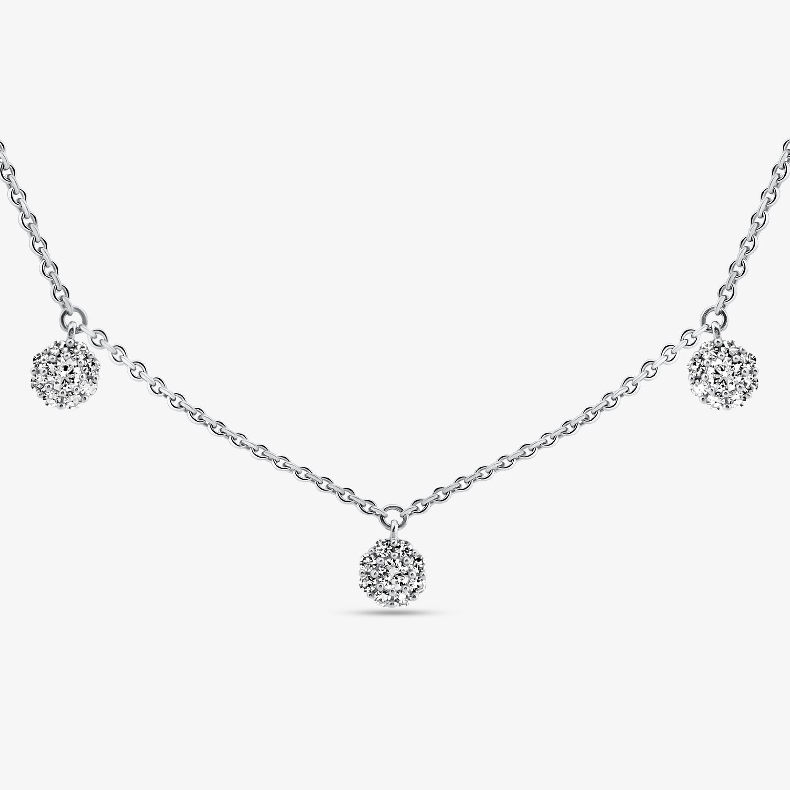 Halskette mit fünf Herz-Anhängern, Silber 925, 0,75 ct