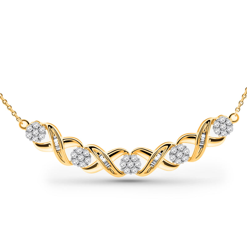 Interlinked Curved Diamond Necklet