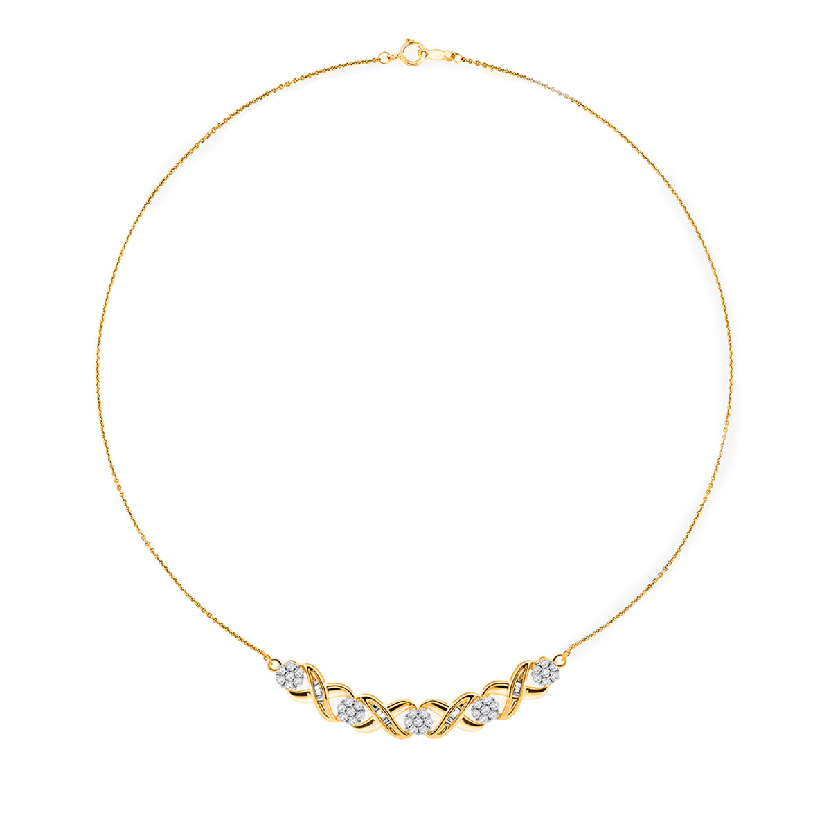 Interlinked Curved Diamond Necklet