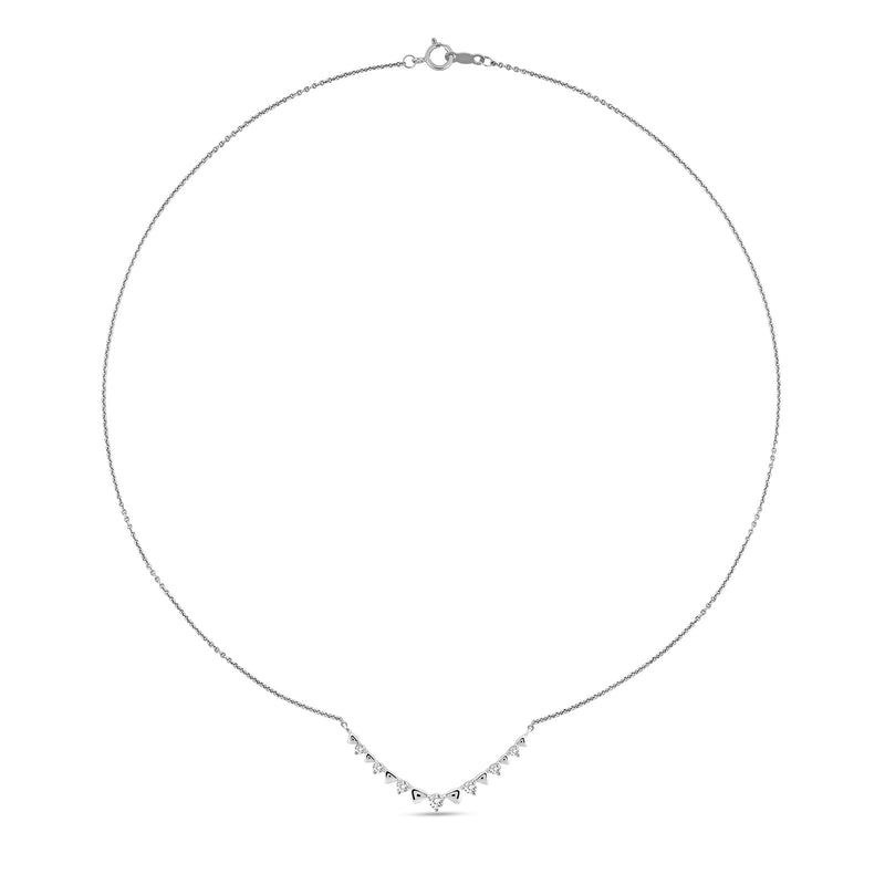 Curve Diamond Halskette im Bogen, Steinelemente entlang der Kette, Silber 925