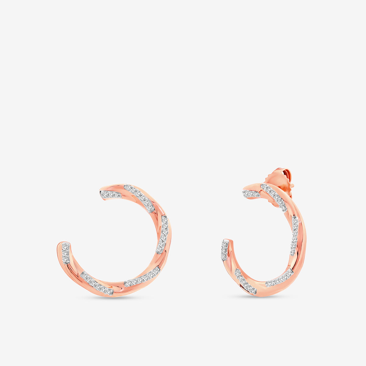 Paar Spark Hoop Creolen, roségoldfarben, Zirkonia-Pavé
