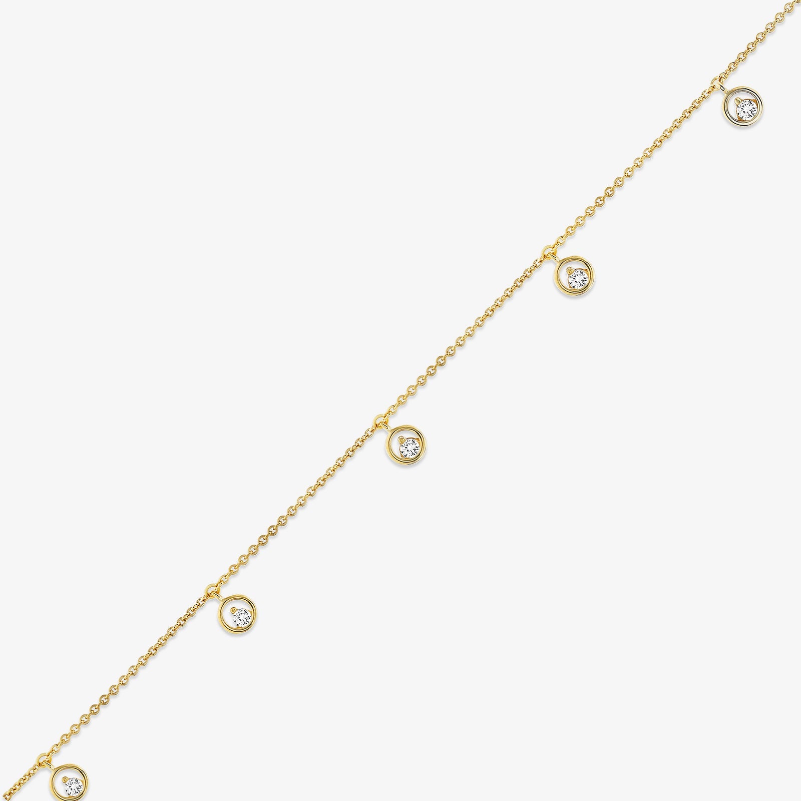 CLASSIC Charm-Halskette in Linie: goldfarbene Kette mit runden Stein-Charms