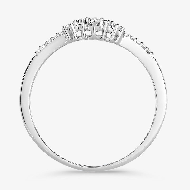 GRACE Arc Ring in Silber 925, Seitenansicht mit Zirkonia-Reihe und Mittelstein