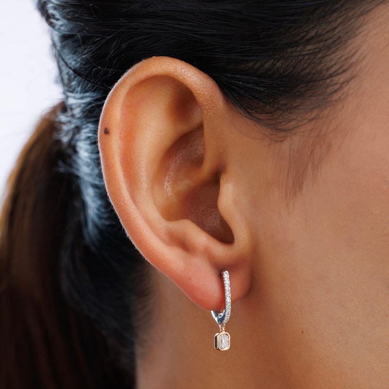 Emerald Aura Diamond Hoop Earrings