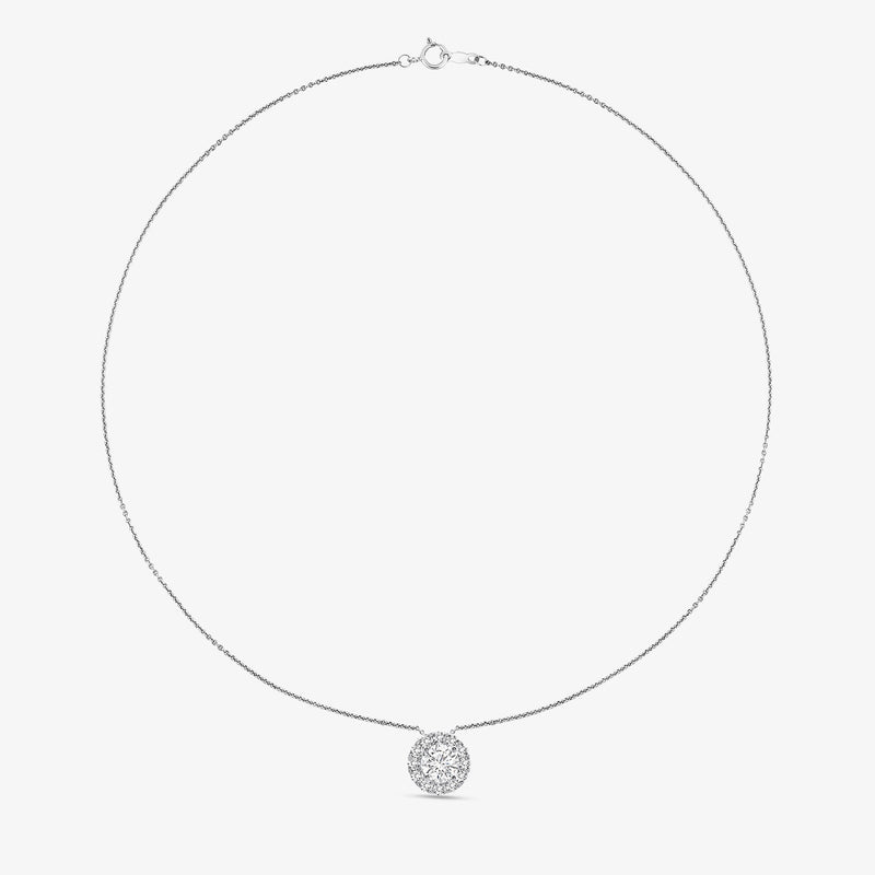 Silver tone chain necklace with small round pendant