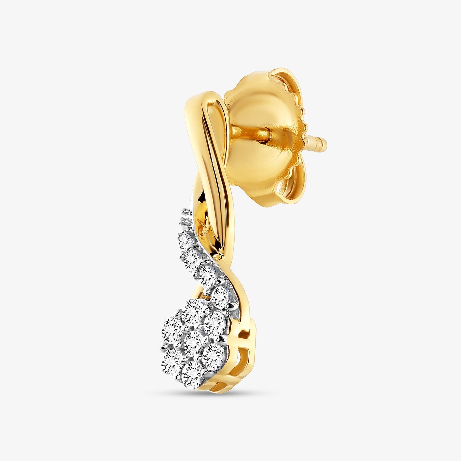 Twisted knot drop earrings, gold vermeil with hinge back and round pavé stones