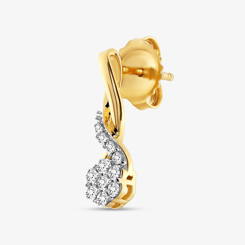 Twisted knot drop earrings, gold vermeil with hinge back and round pavé stones
