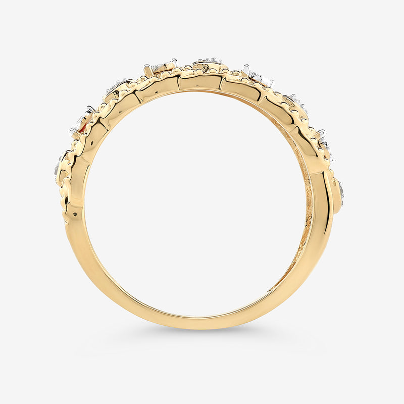 FLORAL Vine Band RING by Keemti Jewels features a curved row of gems and subtle vine design, shown in side profile.