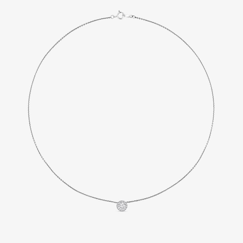 Thin silver-tone chain with small round pendant and clasp