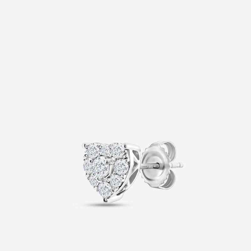 PURE Heart Stud EARRINGS by Keemti Jewels: diamond-studded heart silhouettes in white metal for a romantic, elegant look.