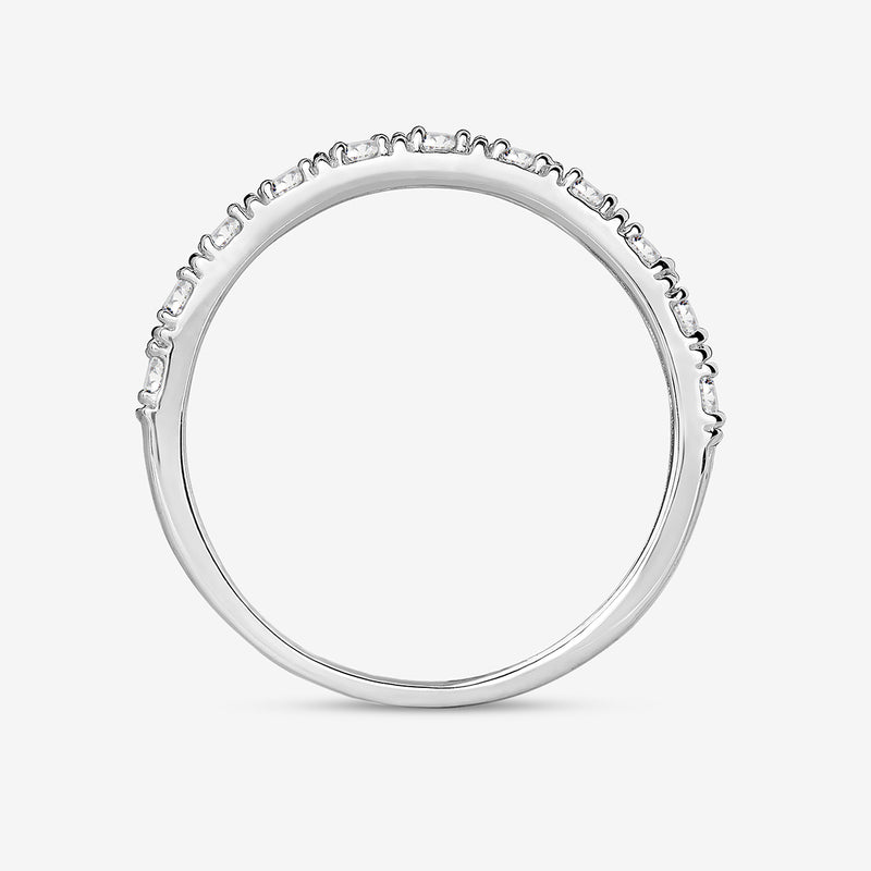 925 sterling silver diamond band with small round stones around the top