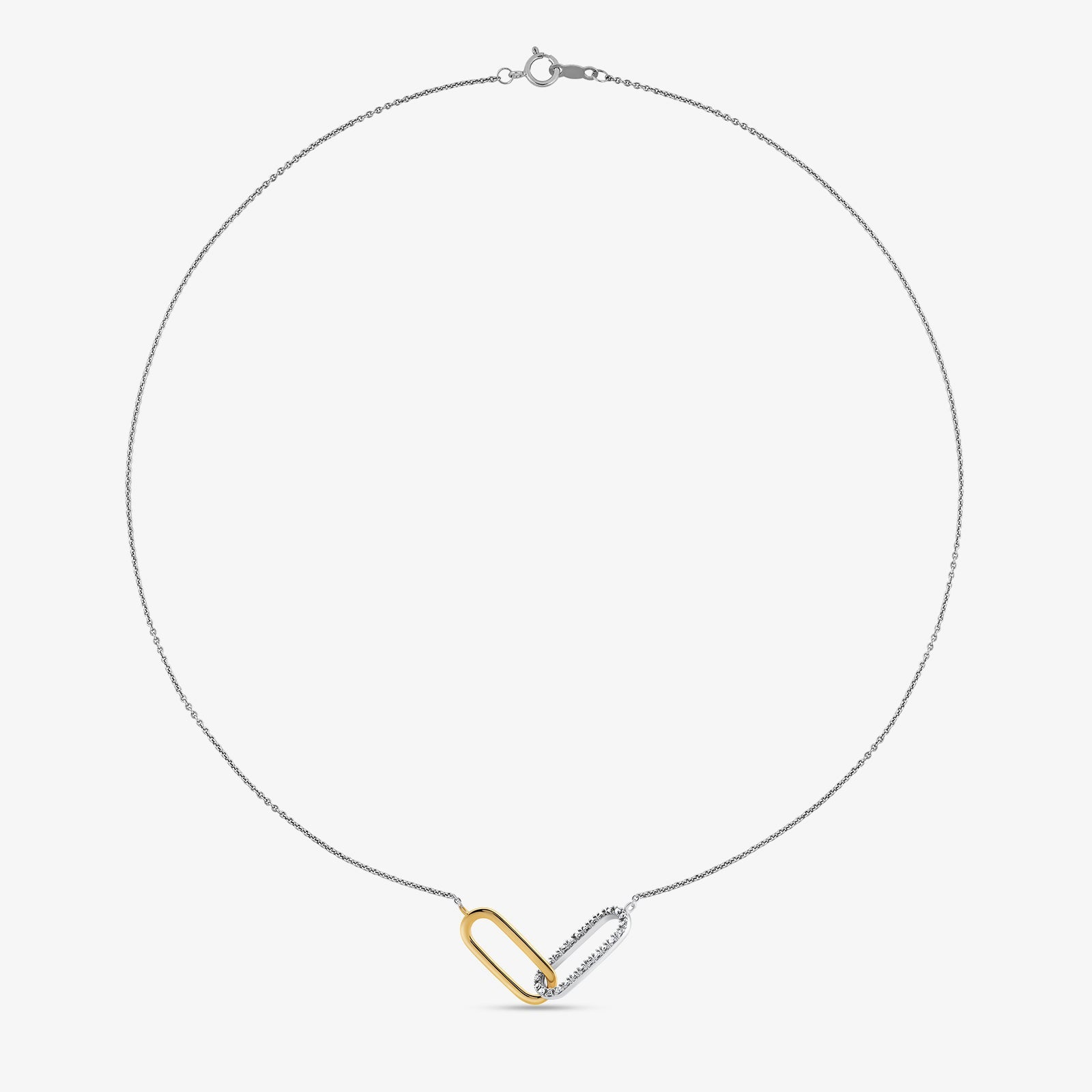 925 silver chain necklace with oval clasp and white pavé link detail