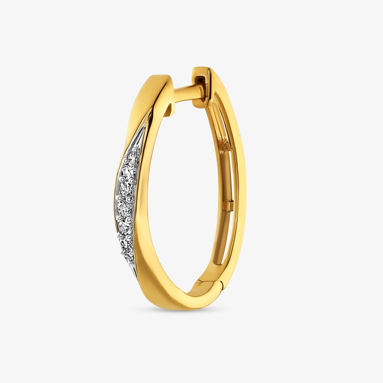 Crossover Curve Hoop earrings, gelbgoldfarben mit Diamantpavé an der Vorderseite