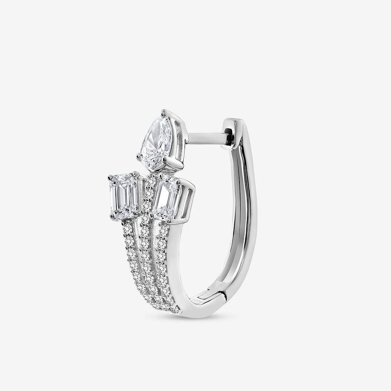 Oval Crest Diamond Hoop Earrings