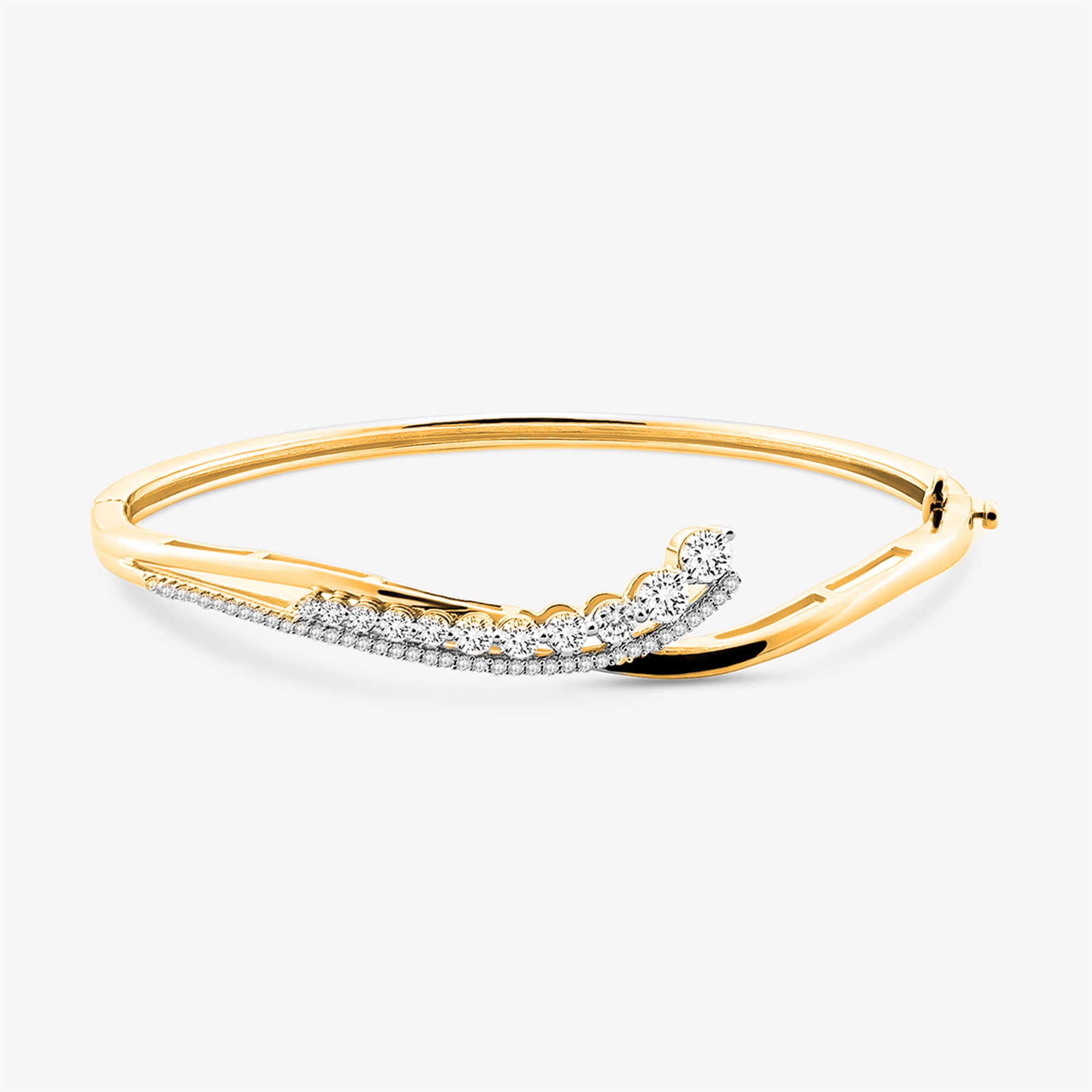 The Crescent Spark Oval Bracelet by Keemti Jewels features a leaf-like curve with sparkling stones for modern elegance.