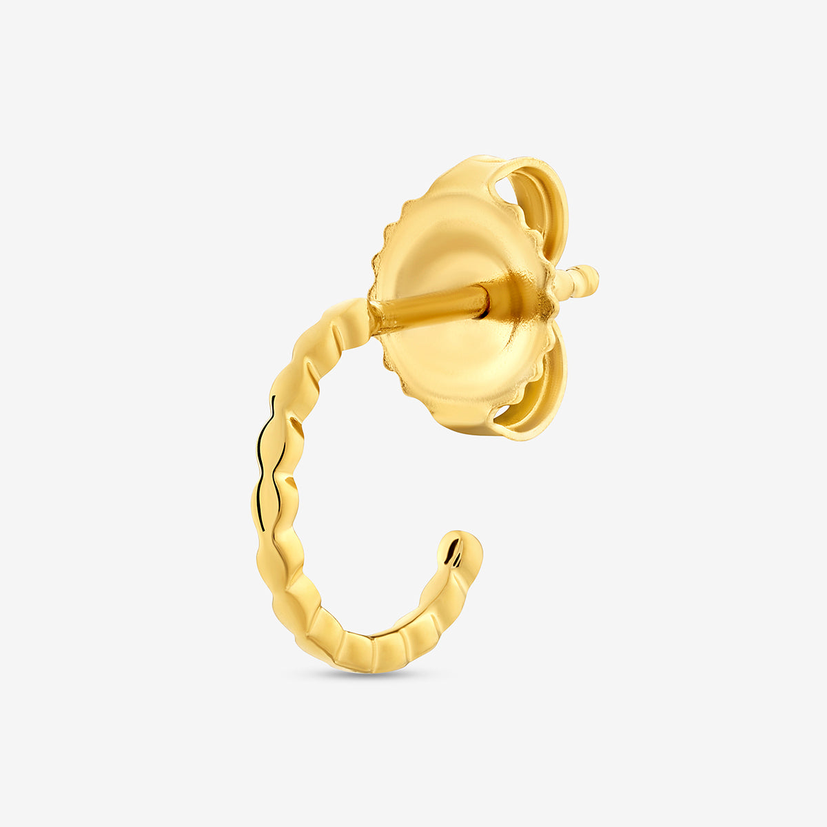 Textured Glow Hoop Earrings, gold-tone twisted hoop, textured reflective finish