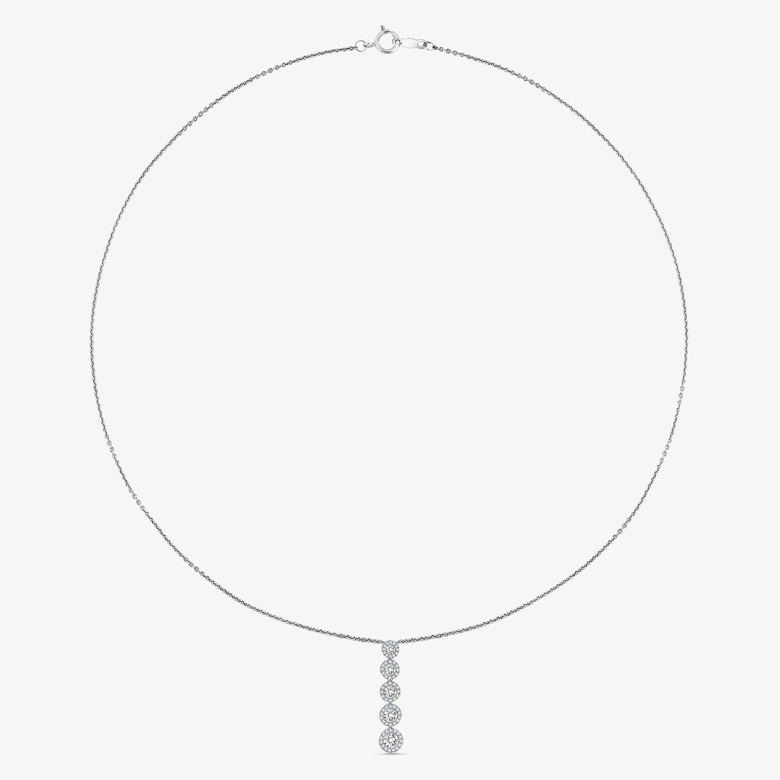 Drop-Diamond-Halskette mit Tropfen aus vier runden Diamantsteinen, feine Kette