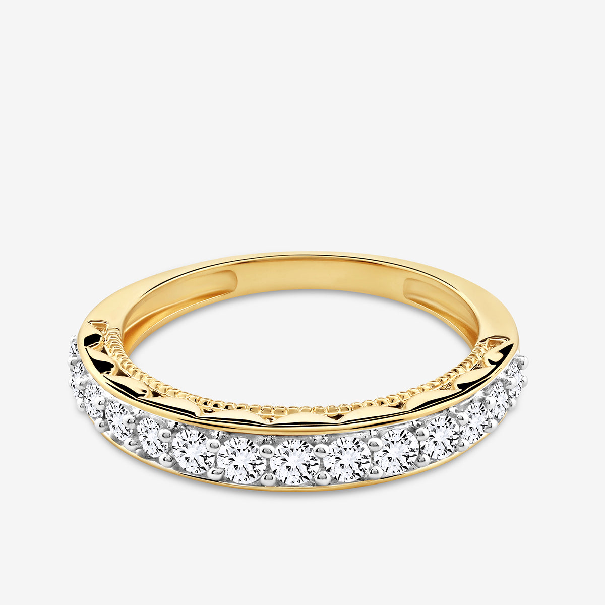 Eternity Band mit goldener Außenkante und Zirkonia-Pavé in Silber 925 Vermeil