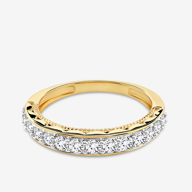 Eternity Band mit goldener Außenkante und Zirkonia-Pavé in Silber 925 Vermeil