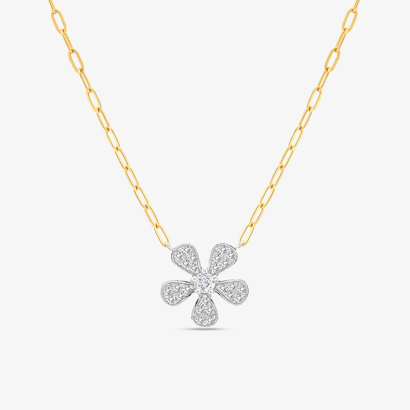 The DAISY Sparkle NECKLET by Keemti Jewels features a diamond-studded floral pendant on a delicate gold chain.