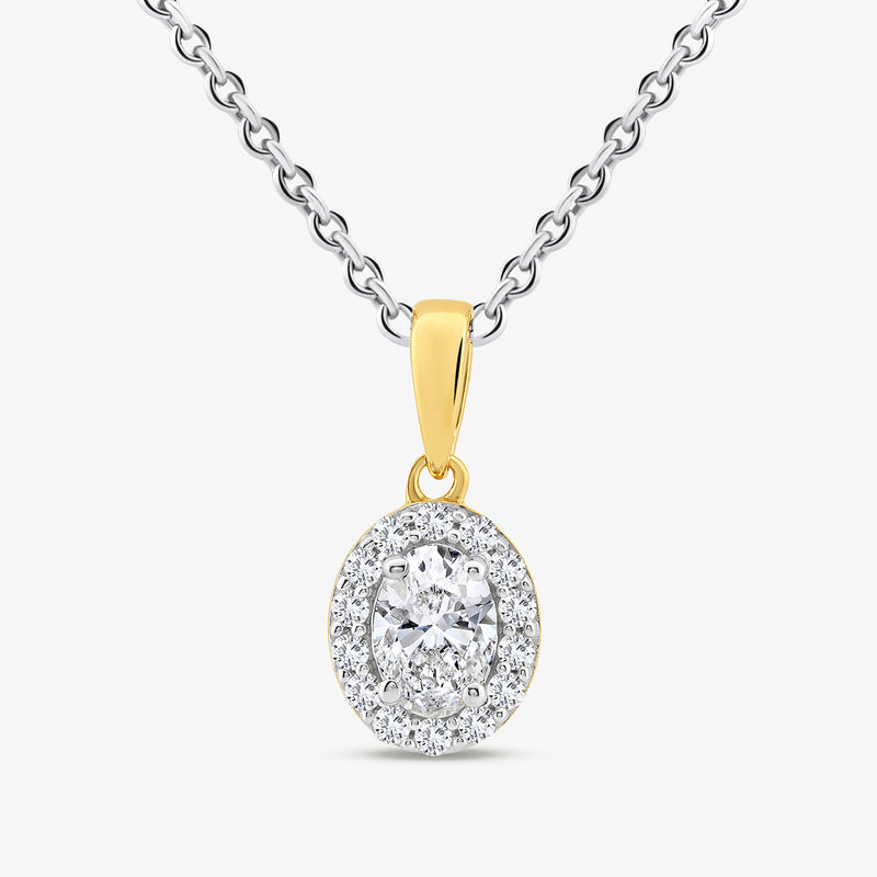 Oval Halo Solitaire Pendant
