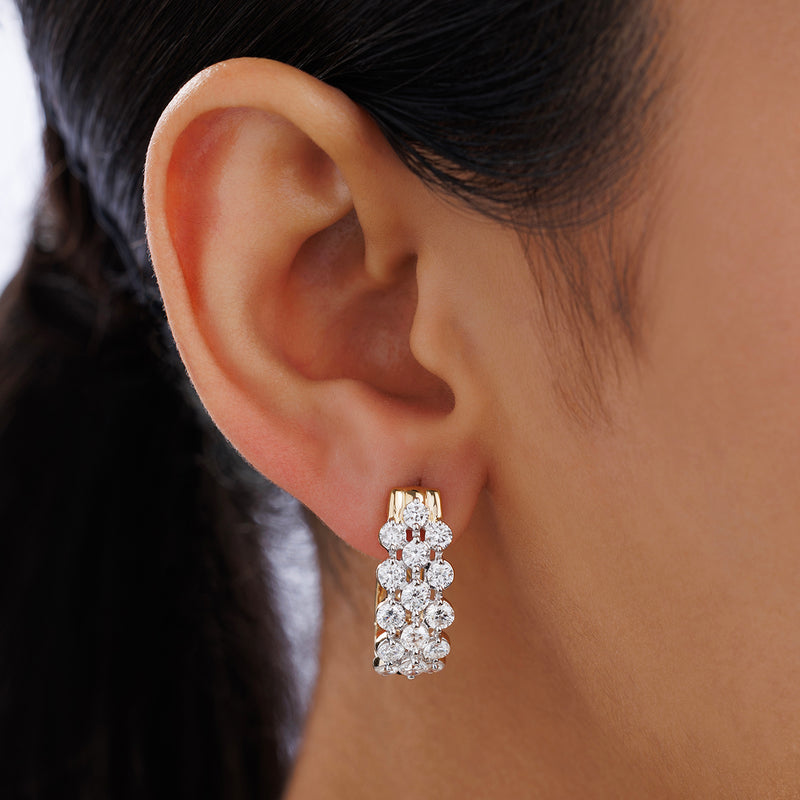 Classic Mesh Diamond Hoop Earrings