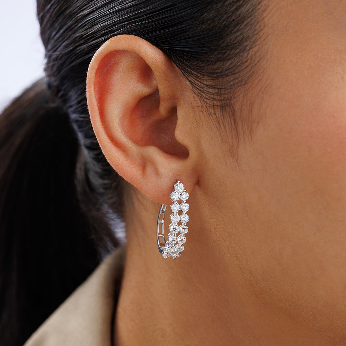 GLOW<span> Edge Diamond Hoop </span>EARRINGS