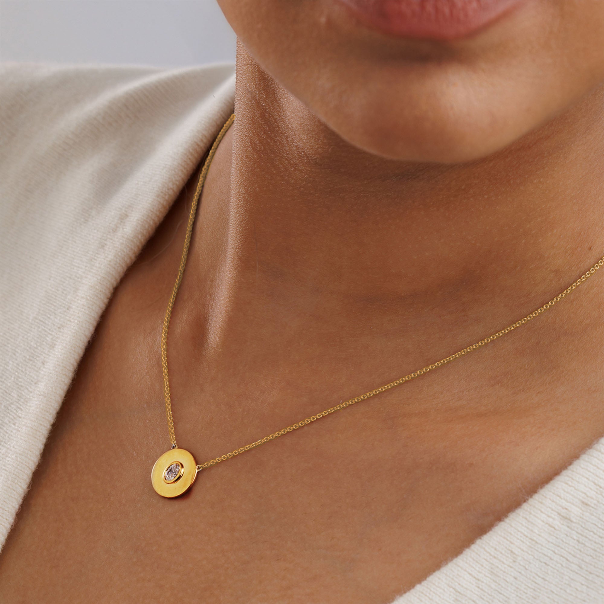 Golden Orbit Solitaire Diamond Necklet