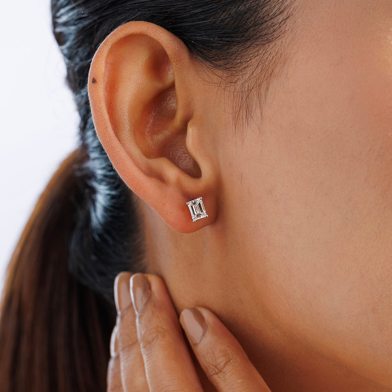 Emerald Solitaire Stud Earrings
