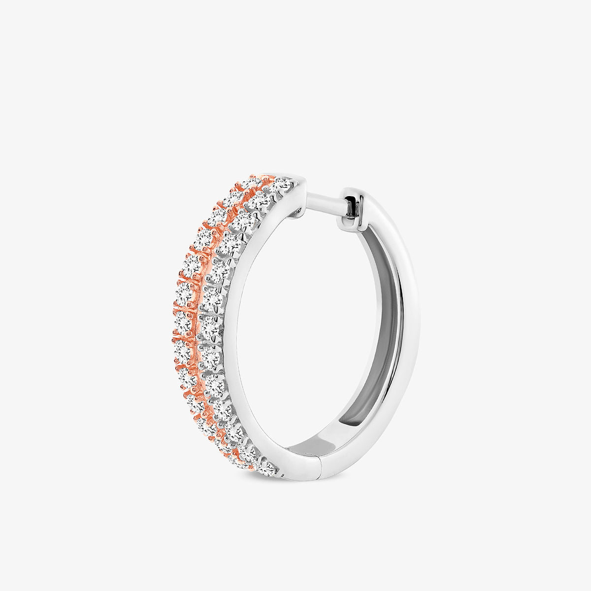 Eternity Hoop Creole, silberfarben, orangefarbene und weiße Steinreihe im Kreis