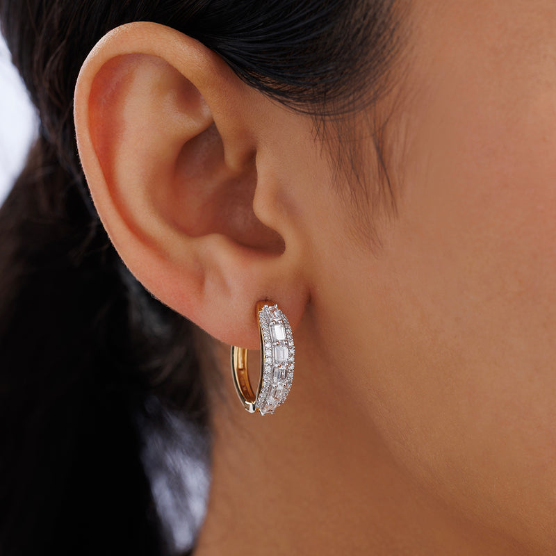 Radiant Oval Diamond Hoop Earrings