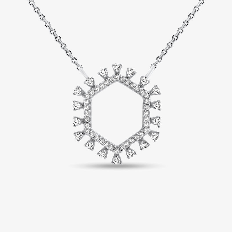 Collar Geometric Halo: colgante hexagonal brillante con marco y destellos de pedrería