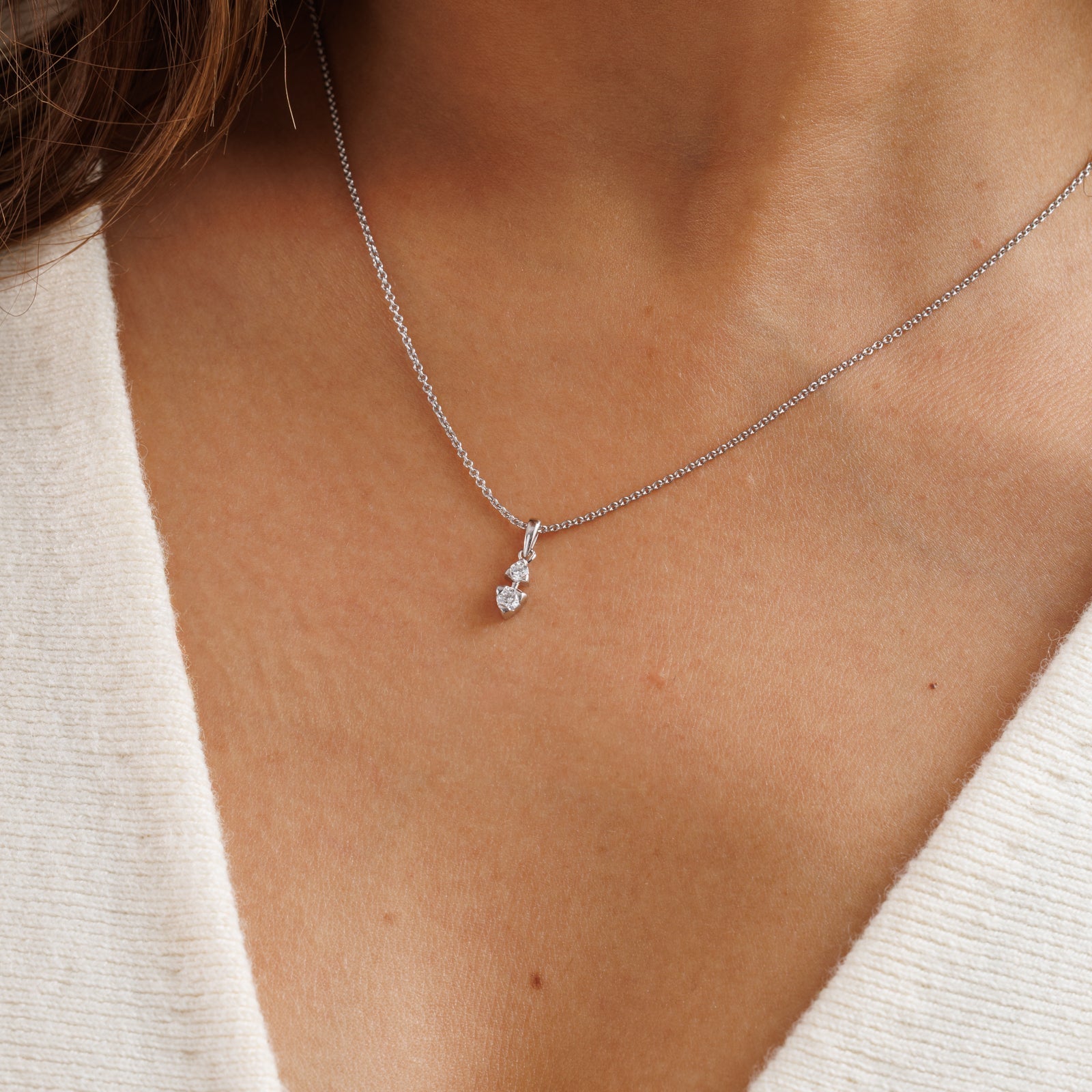 TWO-STONE <span>Triangle Cascade Chain</span> NECKLET