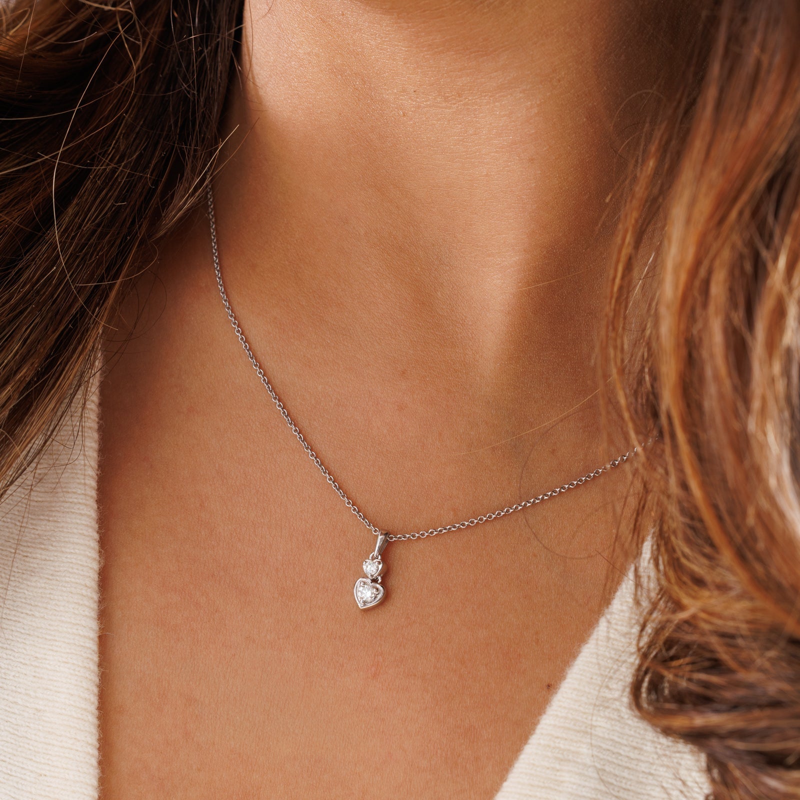 TWO-STONE <span>Heart Cascade Chain</span> NECKLET