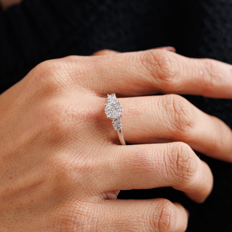 On-finger: silver vermeil Trinity ring with pavé round center, 0.75 ct