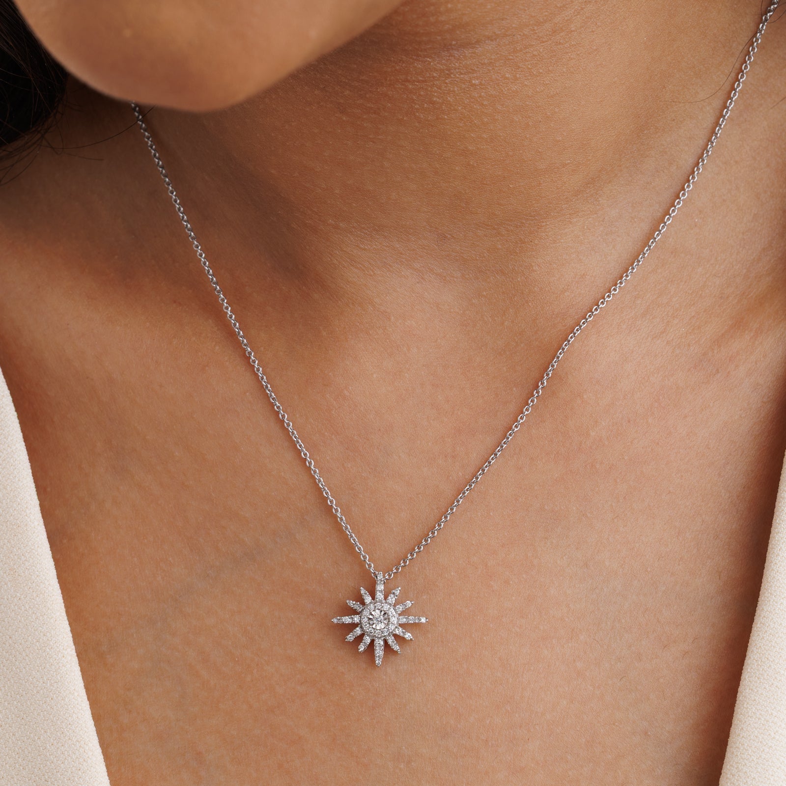 SUNBURST <span>Diamond Halo Chain</span> NECKLET