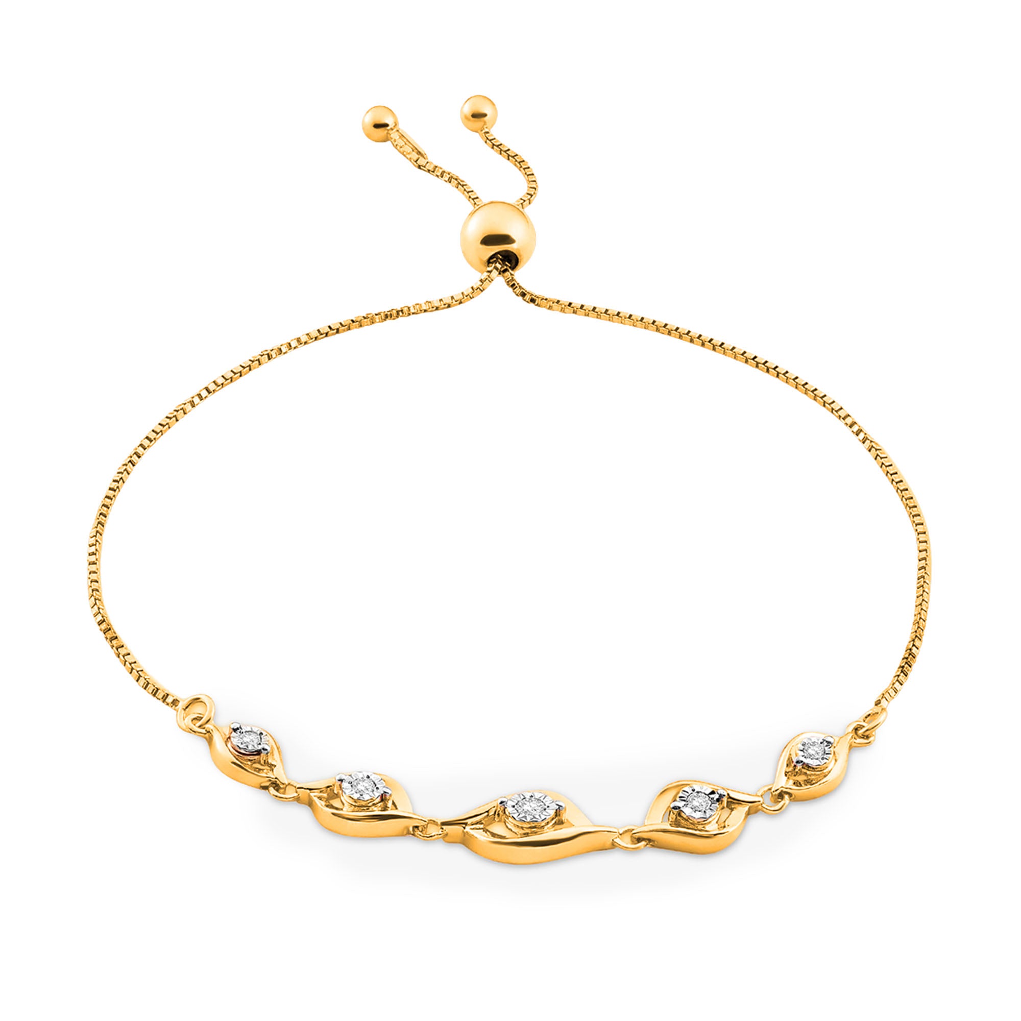 Rose gold leaf bolo bracelet with three oval pavé crystal stations and chain links
