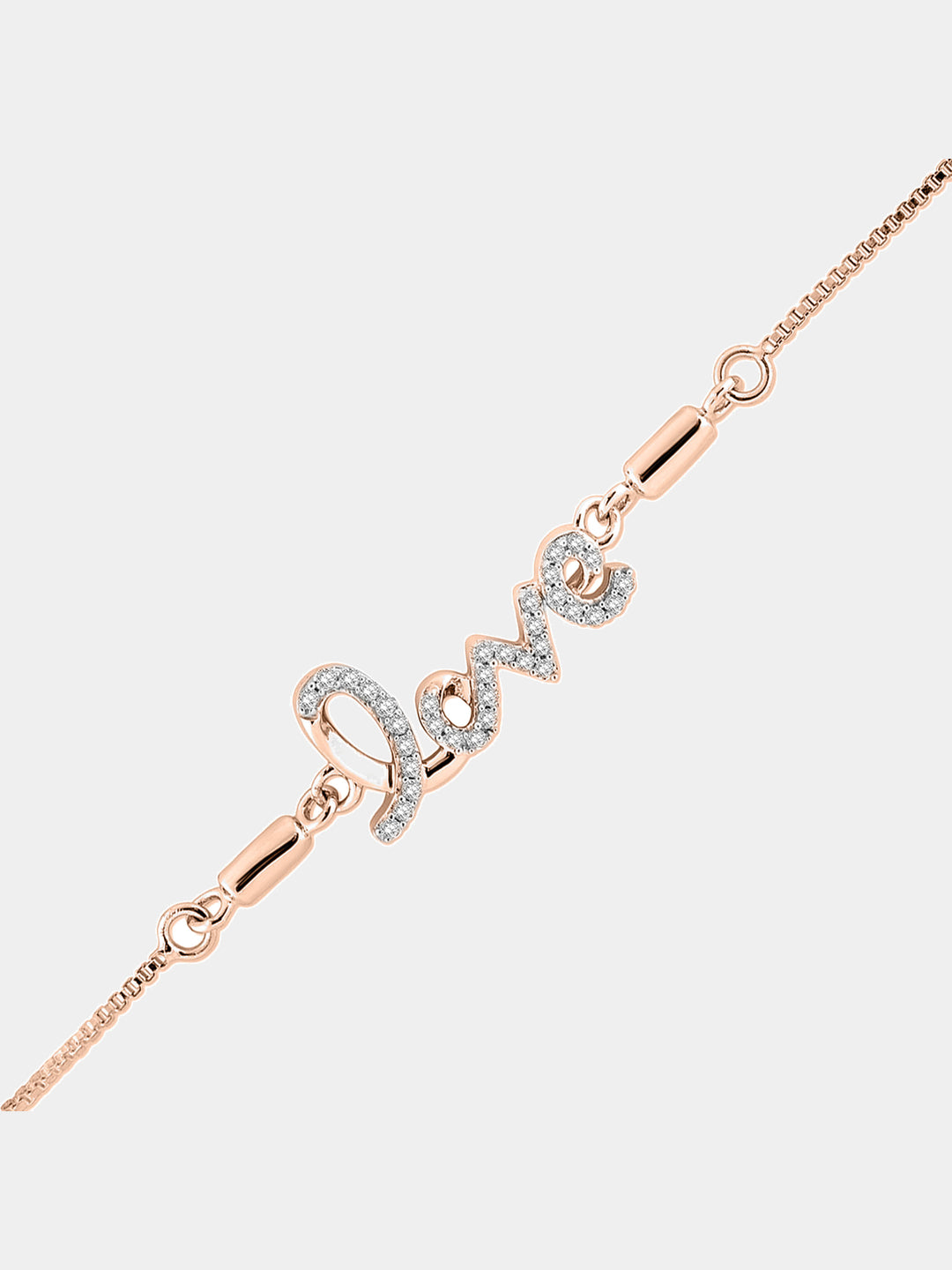 LOVE bolo bracelet by Keemti Jewels, silver-vermeil finish with zirconia accents