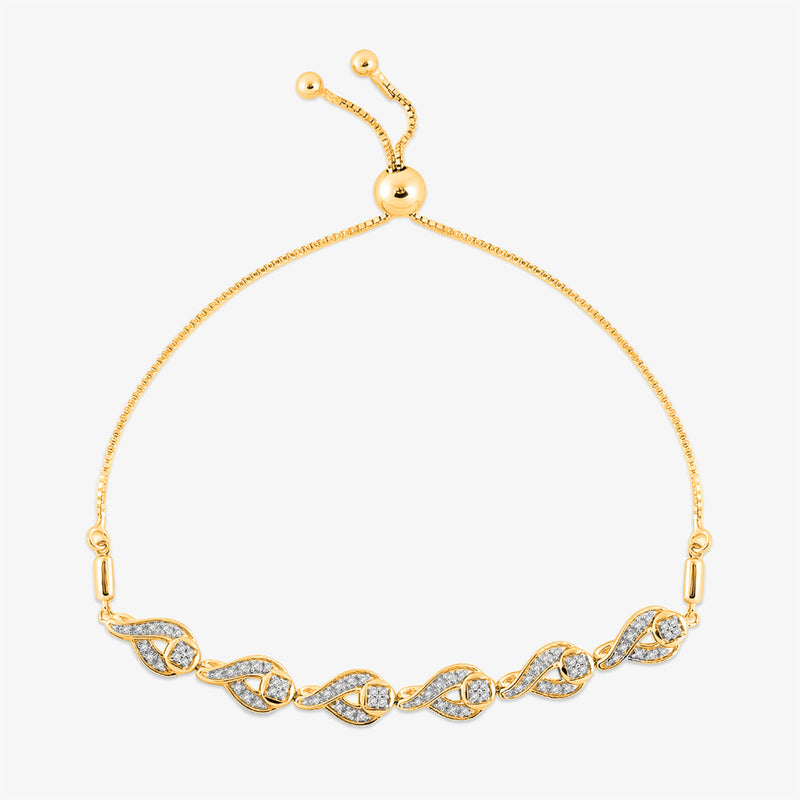 TEARDROP link bolo bracelet with oval pavé stations and lobster clasp, silver-toned