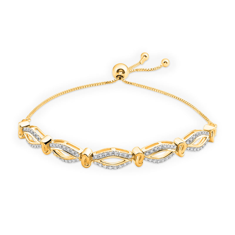 Keemti Jewels Marquise Link Bolo Bracelet with clear stones and adjustable sliding clasp.