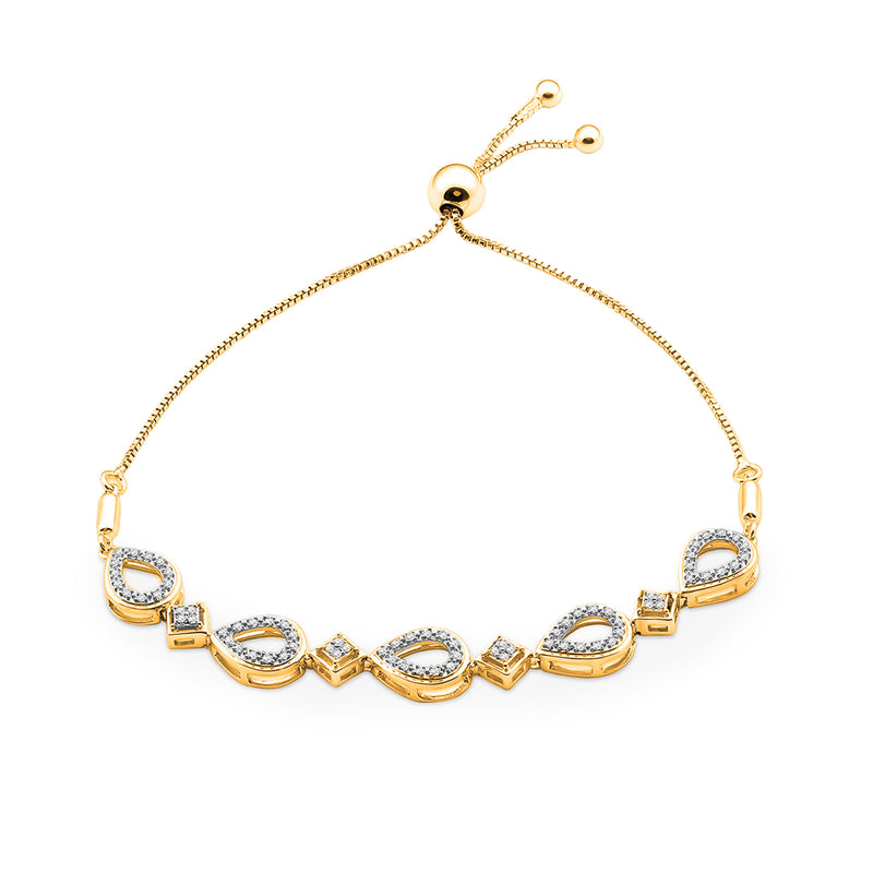 Keemti Jewels Teardrop Marquise Bolo Bracelet with lab-grown diamonds and adjustable sliding clasp.