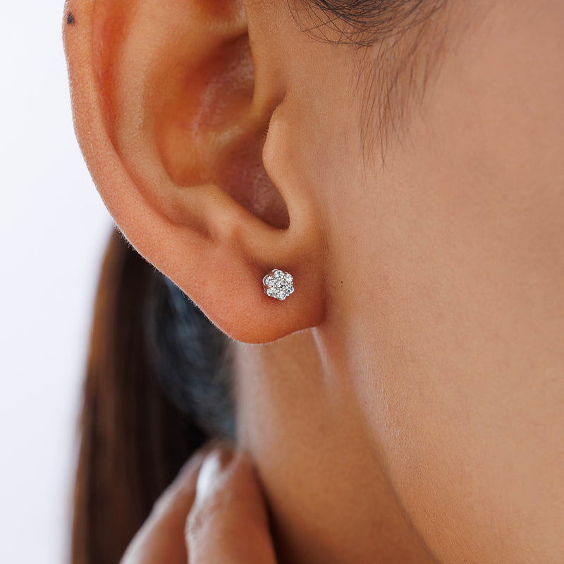 Classic Cluster Diamond Stud Earrings